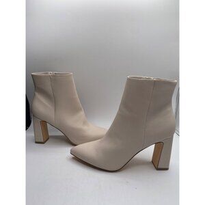 Madden Girl Ivory Smooth Bonnie Pointed Toe Block Heel Dress Booties Size 10 NIB